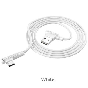 Hoco kabel USB do Typ C kąt 90 stopni Pleasure Silicone X46 1 metr biały