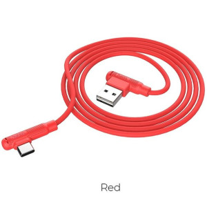 Hoco kabel USB do Typ C kąt 90 stopni Pleasure Silicone X46 czerwony