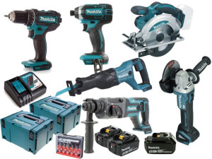Makita Zestaw Combo 6 Narzędzi 18v Baterie 3*5ah