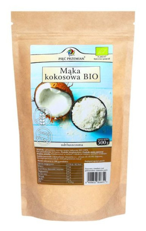 Mąka Kokosowa Odtłuszczona Bezglutenowa Bio 500 G - Pięć Przemian