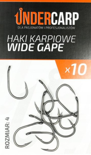 Teflonowe haki karp WIDE GAPE – UNDERCARP – rozm.4