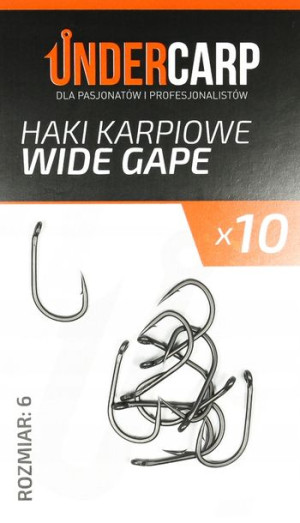 Teflonowe haki karp WIDE GAPE – UNDERCARP – rozm.6