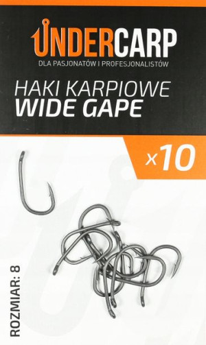 Teflonowe haki karp WIDE GAPE – UNDERCARP – rozm.8