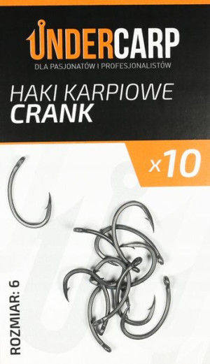 Teflonowe haki karpiowe CRANK – UNDERCARP – rozm.6