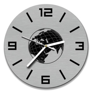 zegar ścienny stal inox śr. 30cm ziemia planeta glob