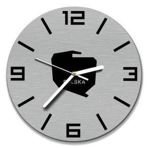 zegar ścienny stal inox śr. 30cm polska flaga