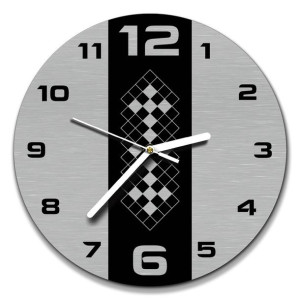 zegar ścienny stal inox śr. 30cm romby kwadraty