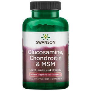 Swanson Glukozamina, Chondorityna i MSM 3 w 1 120 tabletek