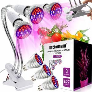 3 Żarówki Lampa Do Uprawy Roślin 120led + Klips