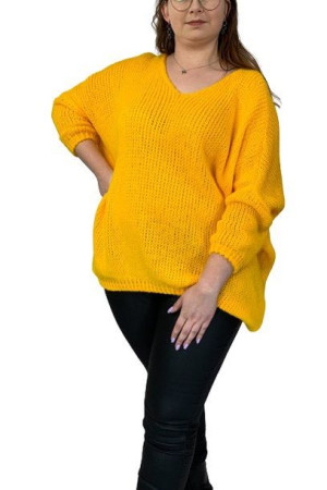 Oversizowy Sweter Plus Size Żółty Uni