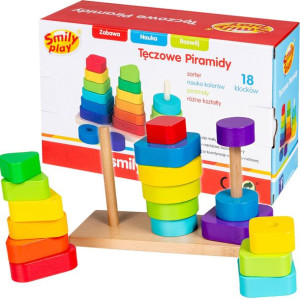 Smily Play Tęczowe Piramidy Sorter Zestaw Drewniany AC7319