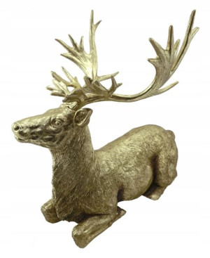Figurka dekoracja Złoty Jeleń Sitting Deer