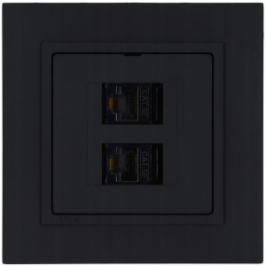 Gniazdo internetowe 2 x LAN RJ45 MAGIC czarny mat