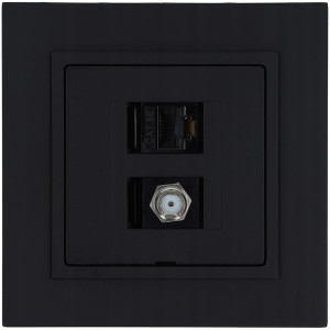 Gniazdo antenowe typu F + RJ45 MAGIC czarny mat