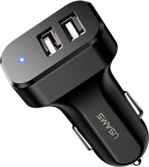 Ładowarka samochodowa USAMS C13 2xUSB 2,1A czarny/black CC87TC01