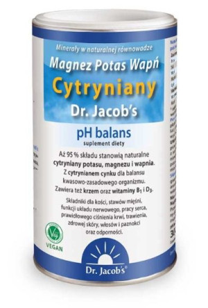 Dr. Jacobs, Magnez Potas Wapń Cytryniany, 300g - Długi termin ważności!