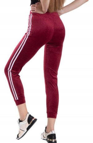 Spodnie Damskie Dresowe Welurowe Dres Lampas S/M