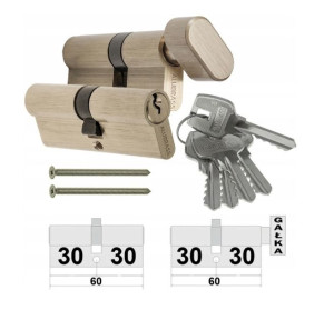 Komplet Wkładek 30/30+g30/30 Syst. Mosiądz Satyna
