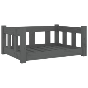 Legowisko dla psa, szare, 65,5x50,5x28 cm, lite drewno sosnowe