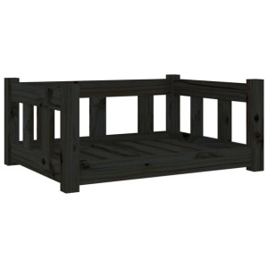 Legowisko dla psa, czarne, 65,5x50,5x28 cm, lite drewno sosnowe