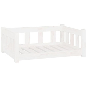 Legowisko dla psa, białe, 75,5x55,5x28 cm, lite drewno sosnowe