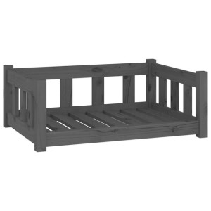 Legowisko dla psa, szare, 75,5x55,5x28 cm, lite drewno sosnowe