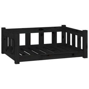 Legowisko dla psa, czarne, 75,5x55,5x28 cm, lite drewno sosnowe