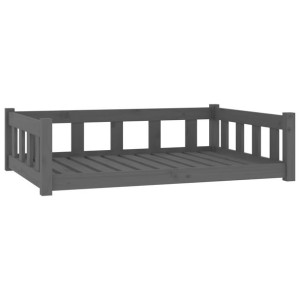 Legowisko dla psa, szare, 105,5x75,5x28 cm, lite drewno sosnowe