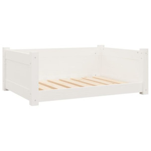 Legowisko dla psa, białe, 75,5x55,5x28 cm, lite drewno sosnowe