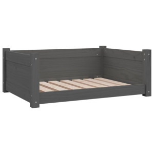 Legowisko dla psa, szare, 75,5x55,5x28 cm, lite drewno sosnowe