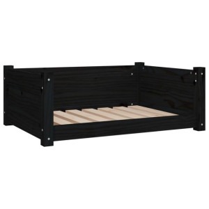 Legowisko dla psa, czarne, 75,5x55,5x28 cm, lite drewno sosnowe