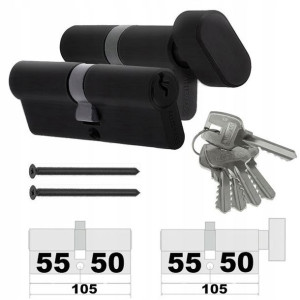 Komplet Wkładek 50/55+g50/55 Syst. 1 Klucza Czarne
