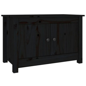 Szafka na buty, czarna, 70x38x45,5 cm, lite drewno sosnowe