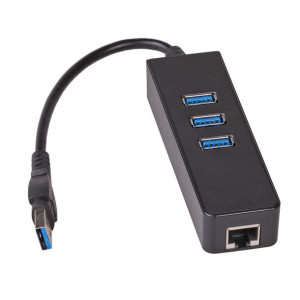 Akyga Hub 3x USB 3.0 AK-AD-32 z kartą sieciową 10/100/1000 15cm