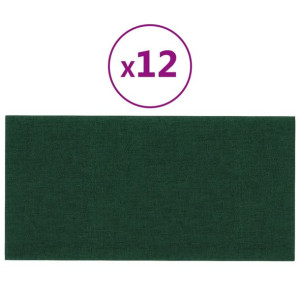 Panele ścienne, 12 szt, ciemnozielone, 30x15 cm tkanina 0,54 m²