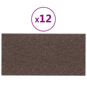 Panele ścienne, 12 szt, kolor taupe, 30x15 cm, tkanina, 0,54 m²