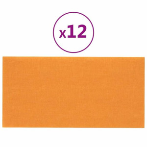 Panele ścienne, 12 szt, ciemnożółte, 30x15 cm, tkanina, 0,54 m²