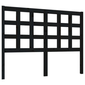 Wezgłowie łóżka, czarne, 125,5x4x100 cm, lite drewno sosnowe