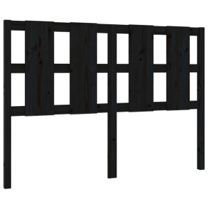 Wezgłowie łóżka, czarne, 125,5x4x100 cm, lite drewno sosnowe