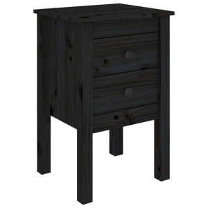 Szafka nocna, czarna, 40x35x61,5 cm, lite drewno sosnowe