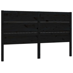 Wezgłowie łóżka, czarne, 126x4x100 cm, lite drewno sosnowe