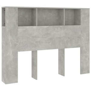 Wezgłowie łóżka z półkami, szarość betonu, 140x18,5x104,5 cm
