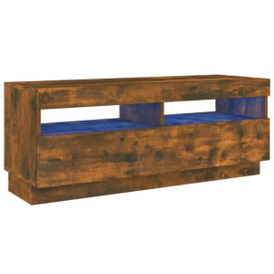 Szafka pod TV z oświetleniem LED, przydymiony dąb, 100x35x40 cm