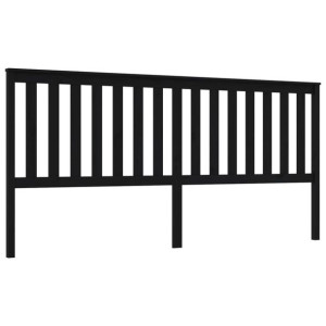 Wezgłowie łóżka, czarne, 206x6x101 cm, lite drewno sosnowe