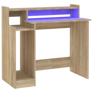 Biurko z podświetleniem LED, dąb sonoma, 97x90x45 cm