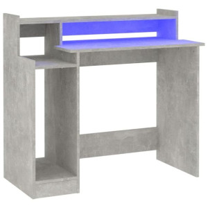 Biurko z podświetleniem LED, betonowa szarość, 97x90x45 cm