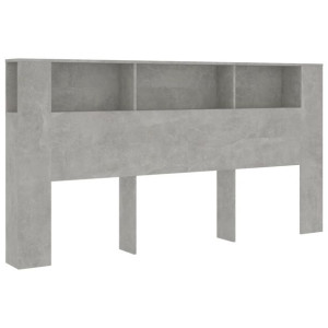Wezgłowie łóżka z półkami, szarość betonu, 200x18,5x104,5 cm