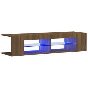 Szafka TV z oświetleniem LED, brązowy dąb, 135x39x30 cm