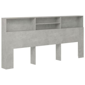 Wezgłowie łóżka z półkami, szarość betonu, 220x19x103,5 cm