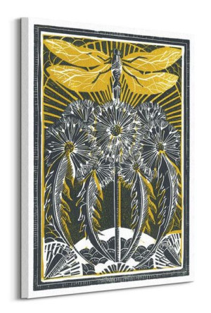 Dragonfly Dandelions - obraz na płótnie 60x80 cm